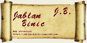 Jablan Binić vizit kartica